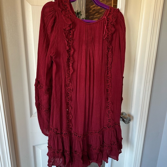 NWT❤️Free People Snow Angel Mini Dress S Wine - Picture 5 of 9
